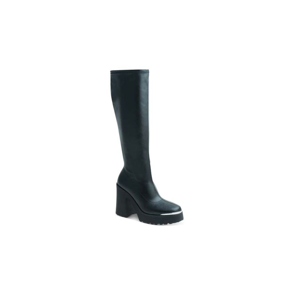 WILD PAIR Womens Black Zipper Killian Round Toe Block Heel Riding Boot 6 M